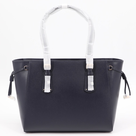 Michael Kors Voyager Leather Tote Shoulder Bag Admiral Blue Navy - Picture 7 of 16